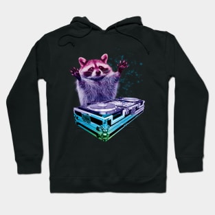 DJ Raccoon Trash Panda Rainbow DJ Hoodie